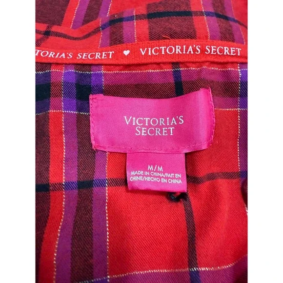 Victorias Secret 2pc M Flannel Babydoll Dress & Night Shirt Lounge‎ Leisure Y2K - Picture 7 of 11